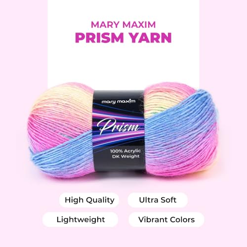 Image of Mary Maxim Prism Yarn, Soft Acrylic Multicolor DK Yarn for Crocheting and Knitting, Light Worsted 3, Ideal for Blankets, Sweaters and Baby Items, 3.5 oz Skein, 290 Yards - Rainbow - 1 Skein | Ombre Yarn, 3 Weight, Machine Wash, For Knitting and Crochet, Create Baby Items, Blankets, Afghans, Clothing Variegated Yarn