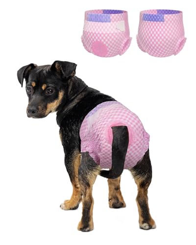 Image of Pet Soft Dog Diapers Female, Disposable Dog Diapers, Cat Diaper for Female Cats, Puppy Diaper with Adjustable Foam Tail Hole 36pcs (XS,Pink)