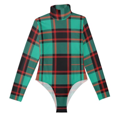 Lindos tops para salir tipo body de manga larga con cuello alto y estampado verde azulado