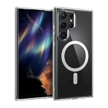Capa Magnética para Samsung Galaxy S23 Ultra - Capinha Slim com Mag-Safe, Proteção de Câmera, Transparente e Anti-Amarelamento, Resistente a Riscos e Impactos (6.8 Pol)