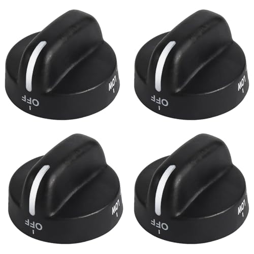 4 Pack 8273103 Range Burner Knob Black Replacement Part Compatible with Whirlpool Estate Stove Replaces AP3085376 PS393678 AP6012363 8273107