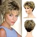 Baruisi Short Pixie Cut Wigs for Women Brown Synthetic Layered Hair Wig with Bangs