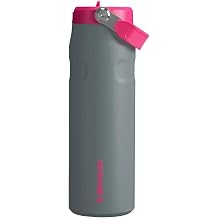 Stanley IceFlow Flip Straw 2.0 Water Bottle 36 oz | Built-In Straw with Larger Opening | Lightweight and Leak Resistant | Insulated Stainless Steel | BPA-Free | Grey Rock & Pink