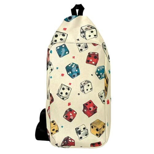 Mochila de hombro unisex para viaje y bolsa cruzada con estampado de dados