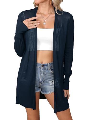 Image of Women's Trendy Lightweight Long Cardigans Summer Casual Beach Vacation Open Front Cardigan 2379