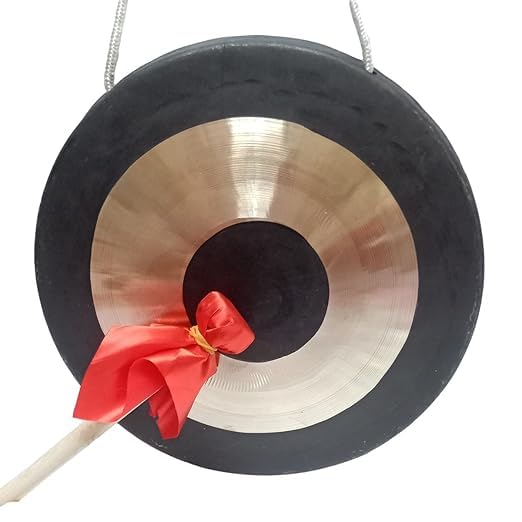 Gong Percussion Instruments,Bronze Chau Gongs,Chinese Copper Feng Gong with Wooden (11.8 Inch)