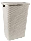 Fassungsvermögen ca. 65 L Spetebo Wäschebox in Flechtoptik 65 Liter - Creme - Wäschetruhe Wäschekorb