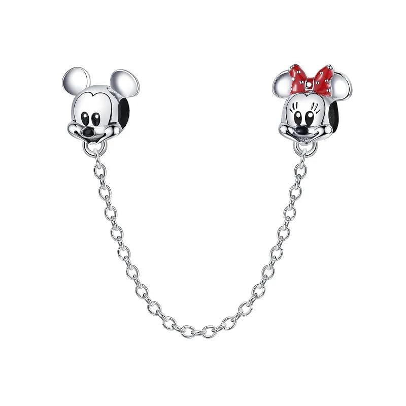 GenericAbalorio Cadena de Seguridad Mickey Mouse y Minnie Mouse de Disney para Pulseras PANDORA Collar Pulsera Europea Charms para Mujer Niña