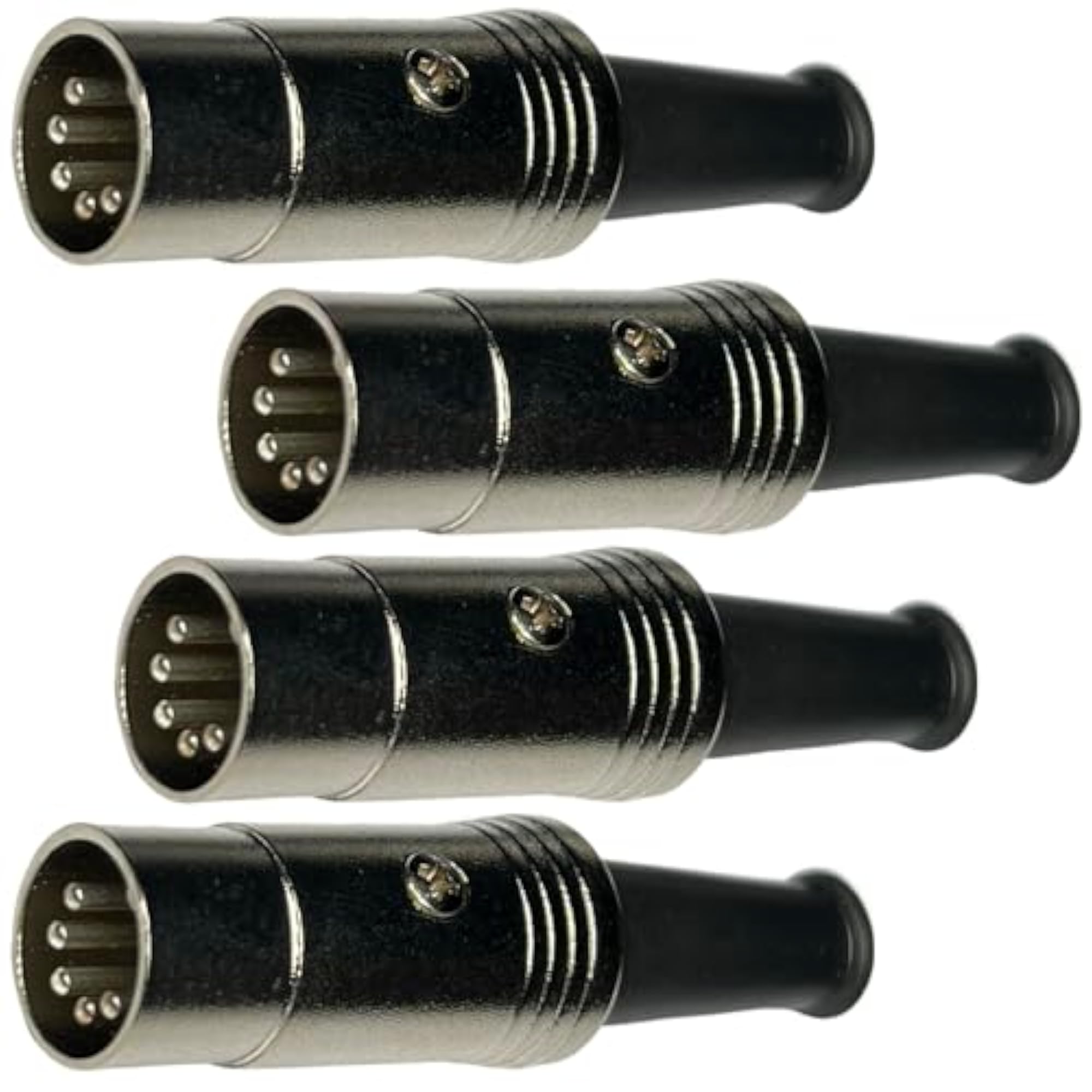 Metal Body 5 Pin DIN Male Plug MIDI Cable Connector, 4 Pack