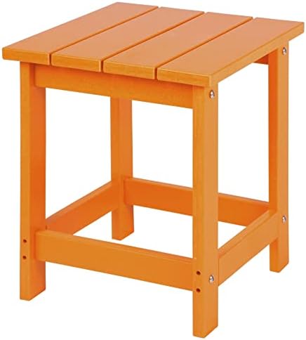 LZRS Adirondack Square Side Table, Pool Composite Patio Table,HDPE End Tables for Backyard,Pool, Indoor Companion, Easy Maintenance & Weather Resistant(Orange)