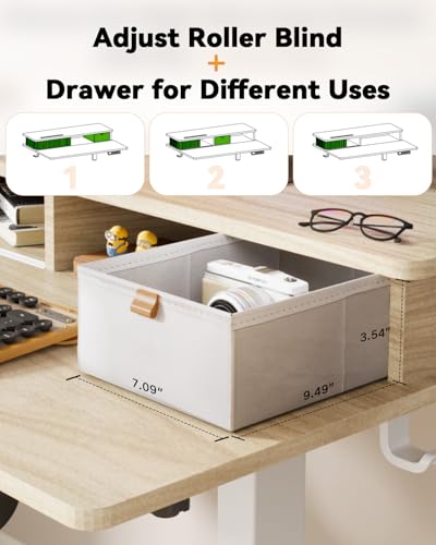 Image of JOY worker 35 inch Small Electric Standing Desk with Monitor Stand & Drawer