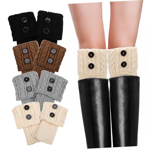 4pairs Fashion Women's Short Leg Warmers Boot Toppers Womens Boot Socks Kawaii Leg Warmers Wide Compatibility