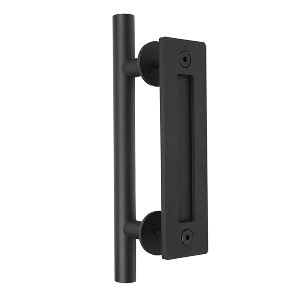 Slide Door Pull Handles Carbon Steel Pull Push Plate Heavy Duty for Replacement Cabinet Closet Drawer Garage Shed Sliding Door Handle Set Black Replacement Parts