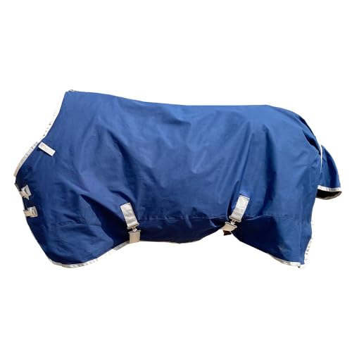 Image of 1200D Horse Blanket Winter Water Resistant 220g Polyester Fiber Filling Liner 1200D Premium Turnout Horse Blanket,Medium Weight Blanket 81 inches,155cm Deep Blue