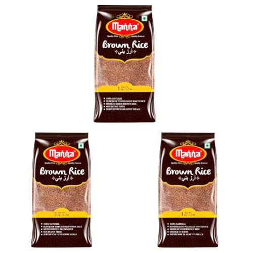 Image of Manna Brown Rice 1kg (Unpolished) Naturally Low GI | High in Fibre | Helps Control Diabetes (Pack of 3)
