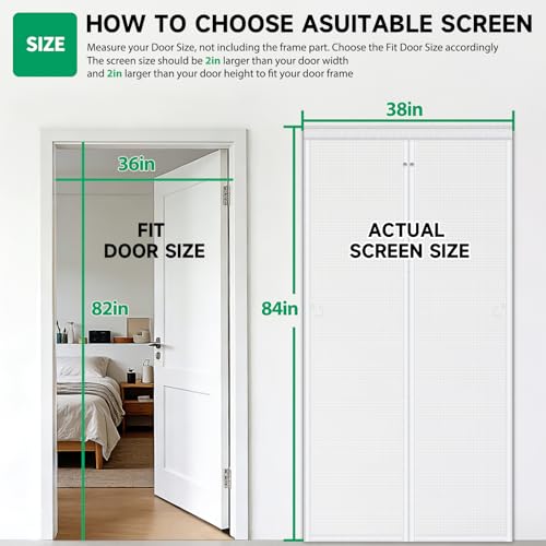 HOFUDON Upgraded Magnetic Screen Door Mesh, Full Strip Magnets, Heavy Duty Fiberglass Mesh, Door Screen Magnetic Closure for Single Door Size 36 x 82 Inch, Screen Door Size 38 x 84 Inch White by HOFUDON - Image 2