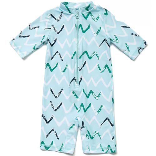 BONVERANO Traje baño bebé protección Solar UPF 50+ Cierre Cremallera (Azul 2, 6-9 Meses)