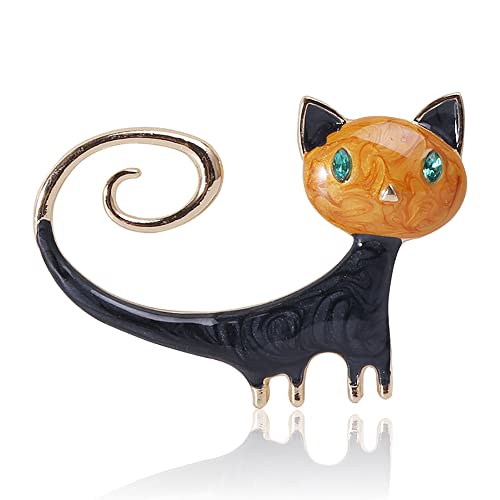 Image of Fashion Cat Lapel Brooch Pin for Women Girls Cubic Zirconia Rhinestone Enamel Pet Animal Pin Clip Hat Scarves Sweater Dress Suit Jacket Brooches Pins Cute Jewelry Gifts Christmas