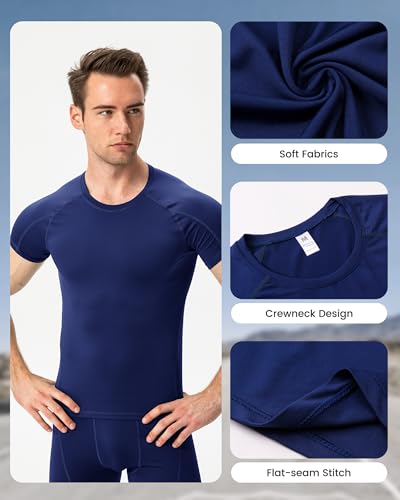 Short Sleeve Compression Shirt Men Athletic Gym Cool Dry Base Layer Workout Tops Slim Fit Undershirts T-Shirt3