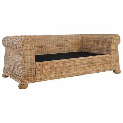 Willood 2-Sitzer-Sofa mit Kissen Natur Rattan Couch Sofa Loungesofa Sitzmöbel Wohnzimmersofa Rattansofa Couchgarnitur Designsofa – Bild 4