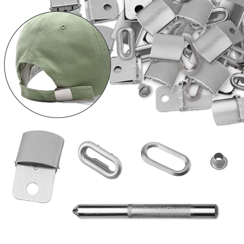 marrhorvk Cap Verschlüsse aus Metall 36-Set, Austauschbare und Verstellbare Kappenschnalle, Hut-Schließen Zubehör mit Werkzeug zum Befestigen (Silber)