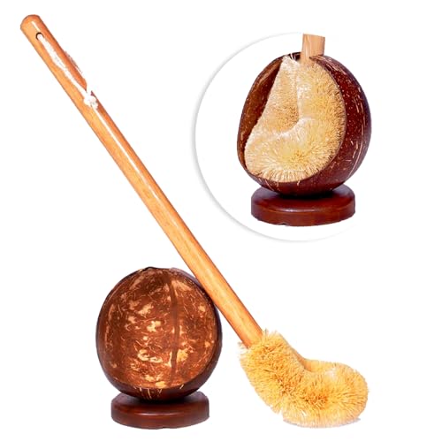 Squirrel Toilet Brush With Coconut Shell Holder Eco-Friendly Wooden Toilet Bowl Cleaning Brush - Effective Toilet Cleaning Brush With Hanging Hook - Durable And Natural Toilet Cleaner cover