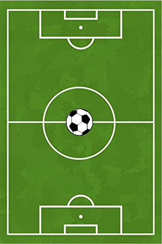 Ommda Alfombras Salon Modernas Geometricas Antideslizante Alfombras de Habitacion Dormitorios Rectangular Lavables Patrón de Campo de fútbol 60x120cm Cover