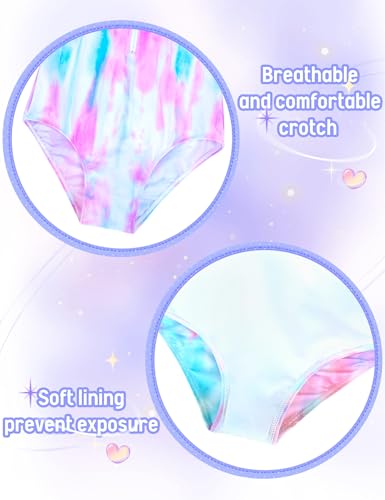 Girls Long Sleeve Swimsuit Size 7-8 Years Old Blue Purple Scrawl Rash Guard Bathing Suit with Zipper4