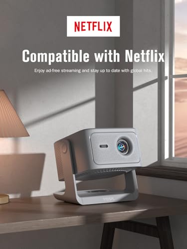 Image of 【Now with Netflix & 3000ANSI】Smart 4K Projector with WiFi and Bluetooth, VISSPL 3D Dolby Audio and Auto Focus Portable Outdoor Projector, Movie Home Theater Projectors for Bedroom /Ceiling