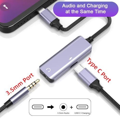 Image of Verilux 2 in 1 Type C to USB Adapter with 3.5mm Jack, PD 30W Type C Cable Fast Charging, Support Charging and Calling to Work at The Same Time Compatible with iPhone 16 /15, Galaxy S25 /S24 /S23