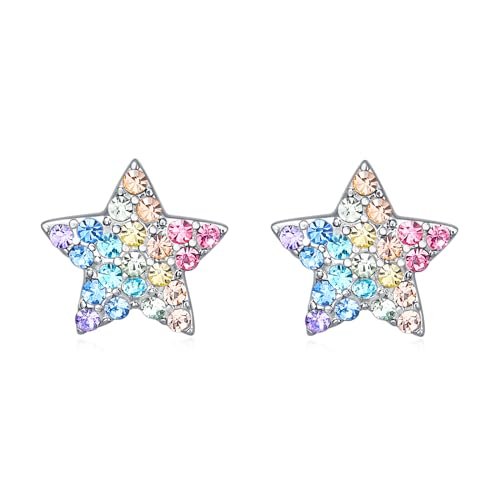 Women Star Heart Teardrop Earrings,Girls Round Circle Triangle Stud Earrings Gifts Jewelry