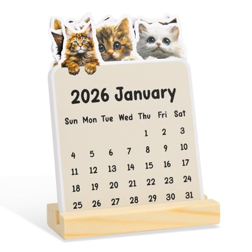 Small Cat Desk Calendar 2026-2027, Mini Cat Desk Calendar 2026-2027, 18 Months Kitten Animal Desk Daily Calendars, Funny Christmas New Year Gifts for Coworker Women Men A01