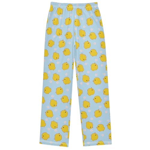 Boy's Pants Chicken Flower Light Blue Jogger Pants Elastic Waist Long Bottoms Trousers with Pockets 6-14 Years