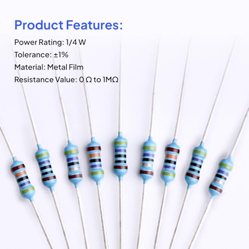 ELEGOO 17 Values 1% Resistor Kit Assortment, 0 Ohm-1M Ohm (Pack of 525) RoHS Compliant for Electronic Projects