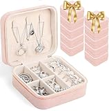 COSENGA Joyero Pequeño de 10 Piezas, 10x10x5cm Mini Caja de Joyero Pequeño de PU, Joyero Portátil con Compartimentos...