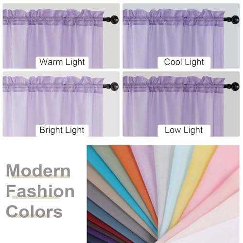WelvetBLK Lavender Sheer Curtain for Bedroom Living Room 72 Inches Long 2 Panels Set, Solid Soft Airy Light Filtering Sheer Window Curtains, Modern Rod Pocket Door Curtain, Lavender, 42"Wx72"L Inches by WelvetBLK - Used condition - Image 7