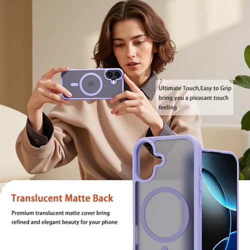 Image of Magnetic for iPhone 17 Phone Case, [Compatible with MagSafe], Screen Protector X1, [Military Grade Drop Protection],Matte Finish,Slim,Shockproof,Protective (Light Purple, 17)