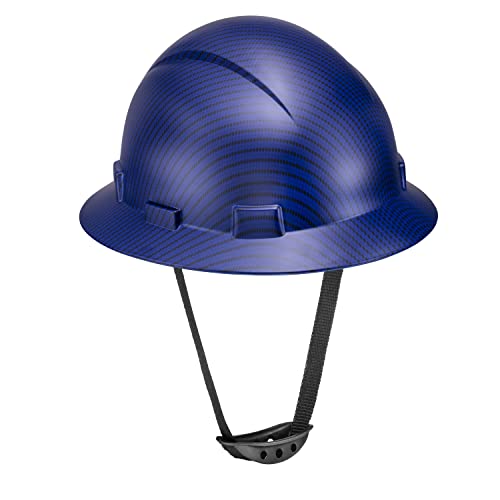 Full Brim Osha Ansi Construction Hard Hat Work Approved Safety Helmet, Beguiled Blue Carbon Fiber Custom Design Hard Hats, 6Pt, Cascos De Construccion Hardhat For Men & Women, Hard Hat By Acerpal #TOP7