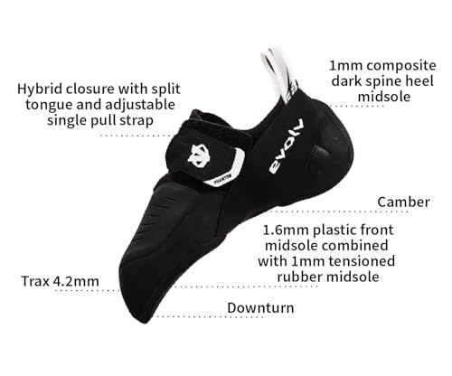 EVOLV Phantom Rock Climbing Shoe for Bouldering & Sport Climbing - Black/White - 13 - Thumbnail 4