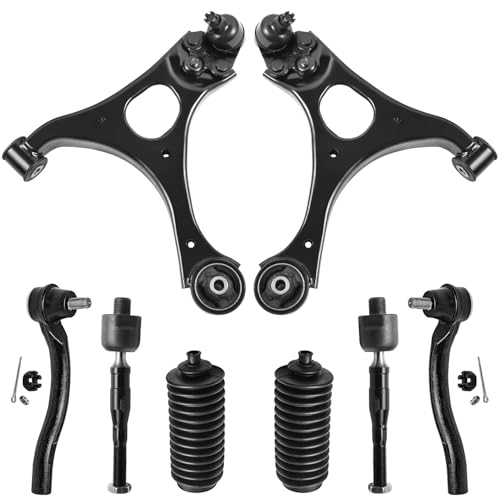 Image of Detroit Axle - 1.8L 8pc Front End Suspension Kit for 2006-2011 Honda Civic, 2007 2008 2009 2010 2 Lower Control Arms w /Ball Joint 4 Inner Outer Tie Rods 2 Boots Replacement