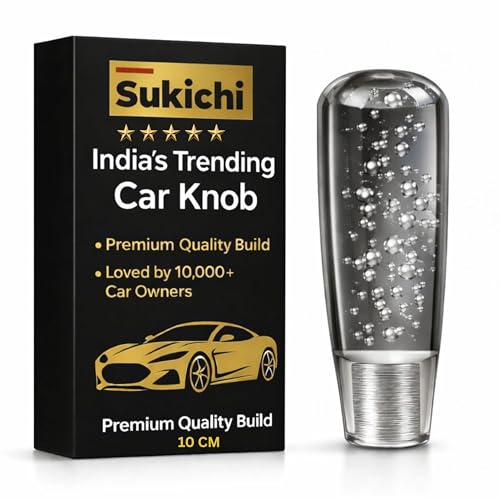 Image of Sukichi 10 cm Premium Car Gear Knob | Universal Fit with Screw Adapters | Stylish Bubble Design Gear Shift Knob | Easy 2-Minute Installation | Interior Custom Accessory (10 cm Bubble, Smoke)