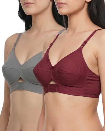 Image of Brida Kavya Xtra Soft Cotton Round Stitch Bra for Women | Full Coverage | Non-Padded | Wireless | Double Layer Support | Heavy Bust | Combo Pack | Colours May Vary