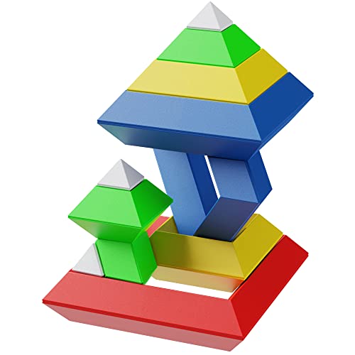 ETI Toys, STEM Learning, 30 Piece Stackem Pyramid. Build Tree, Owl, Lighthouse, Endless Designs. 100 Percent Safe, Fun, Creative Skills Development. Gift, Toy for 3, 4, 5 Year Old Boys and Girls