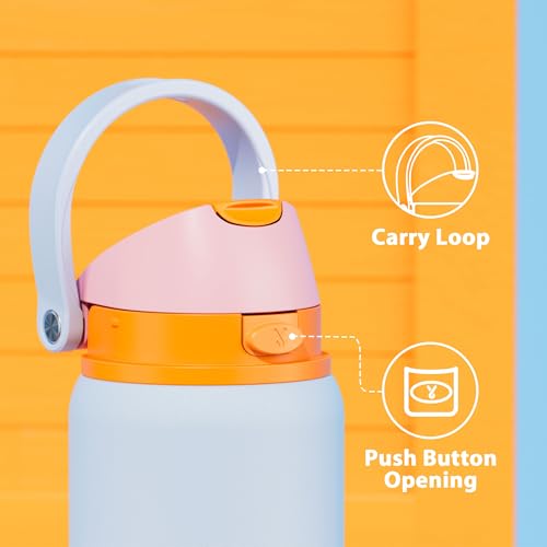 Image of 32 oz Insulated Water Bottle with Straw: Meoky Stainless Steel Metal Water Bottle with 2-in-1 Lid - Leak Proof, Cold for 24 Hours, Protective Silicone Base, BPA-Free for Gym Sports, Periwinkle