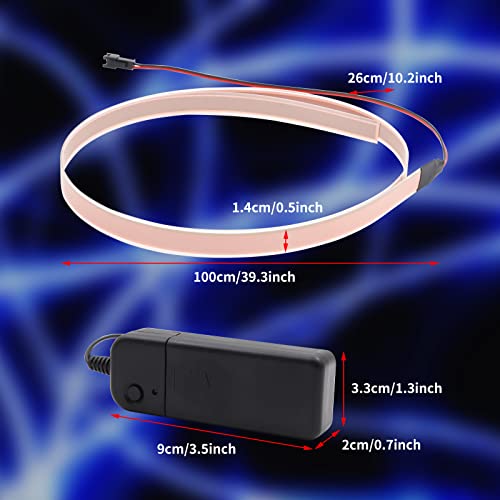Image of Electroluminescent El Light Strip, EL Wire Rope Lights, 1M Neon Glowing Strobing Electroluminescent 100 cm x 1.4 cm (39.3 inch x 0.5 inch) ON /Slow Flash /Fast Flash, 1Pack (1, Iceblue, 1cm*1m)