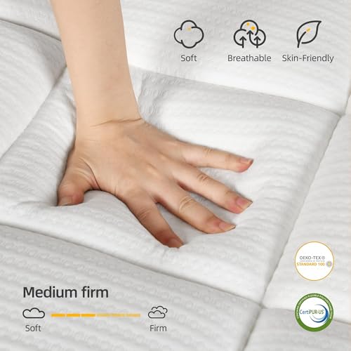 DWVO Queen Size Mattress -12 Inch Mattress in a Box, Hybrid Spring Mattress with Cooling-Gel Memory Foam and Individual Pocket Coils for Motion Isolation & Balance Support - Thumbnail 4