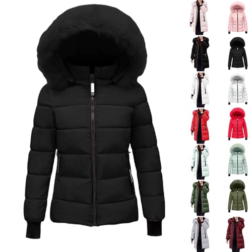 Uwdiohq Winterjacke Damen Warmer Steppmantel lang mit Kapuze und abnehmbarem Kunstfell-Kragen Daunenjacke Puffer Jacke Steppjacke Gepolsterte Daunenmante Langärmelige Steppmantel(Schwarz,4XL) Uwdiohq Winterjacke Damen Warmer Steppmantel lang mit Kapuze und abnehmbarem Kunstfell-Kragen Daunenjacke Puffer Jacke Steppjacke Gepolsterte Daunenmante Langärmelige Steppmantel(Schwarz,4XL)