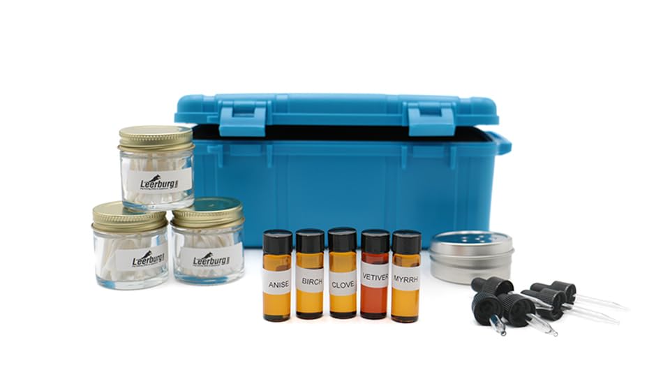 Leerburg UKC Nosework Kit – Civilian Scent Work Dog Training Set with Earth Magnet Boxes, Includes Anise, Birch, Clove, Myrrh & Vetiver Essential Oils