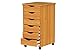 Adeptus Original Roll Cart, Solid Wood, 6 Drawer Narrow Drawers Roll Carts, Medium Pine