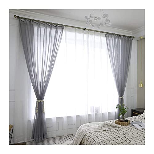 Panneaux de rideaux en voile gris de qualité supérieure 250cm - 2